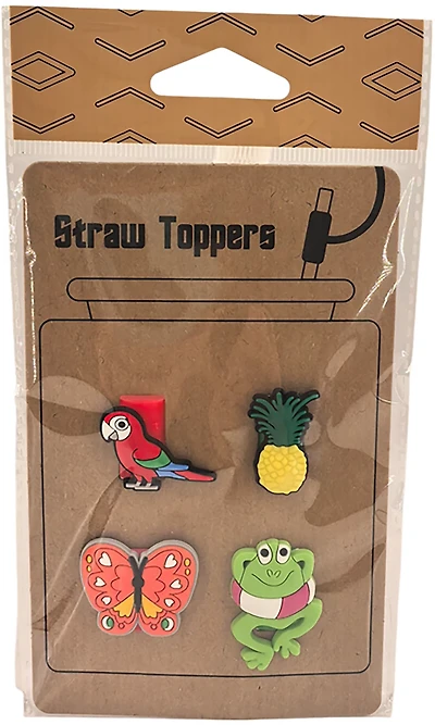 Lookout Product Group Silicone Animals and Pineapple Straw Toppers 4-Pack