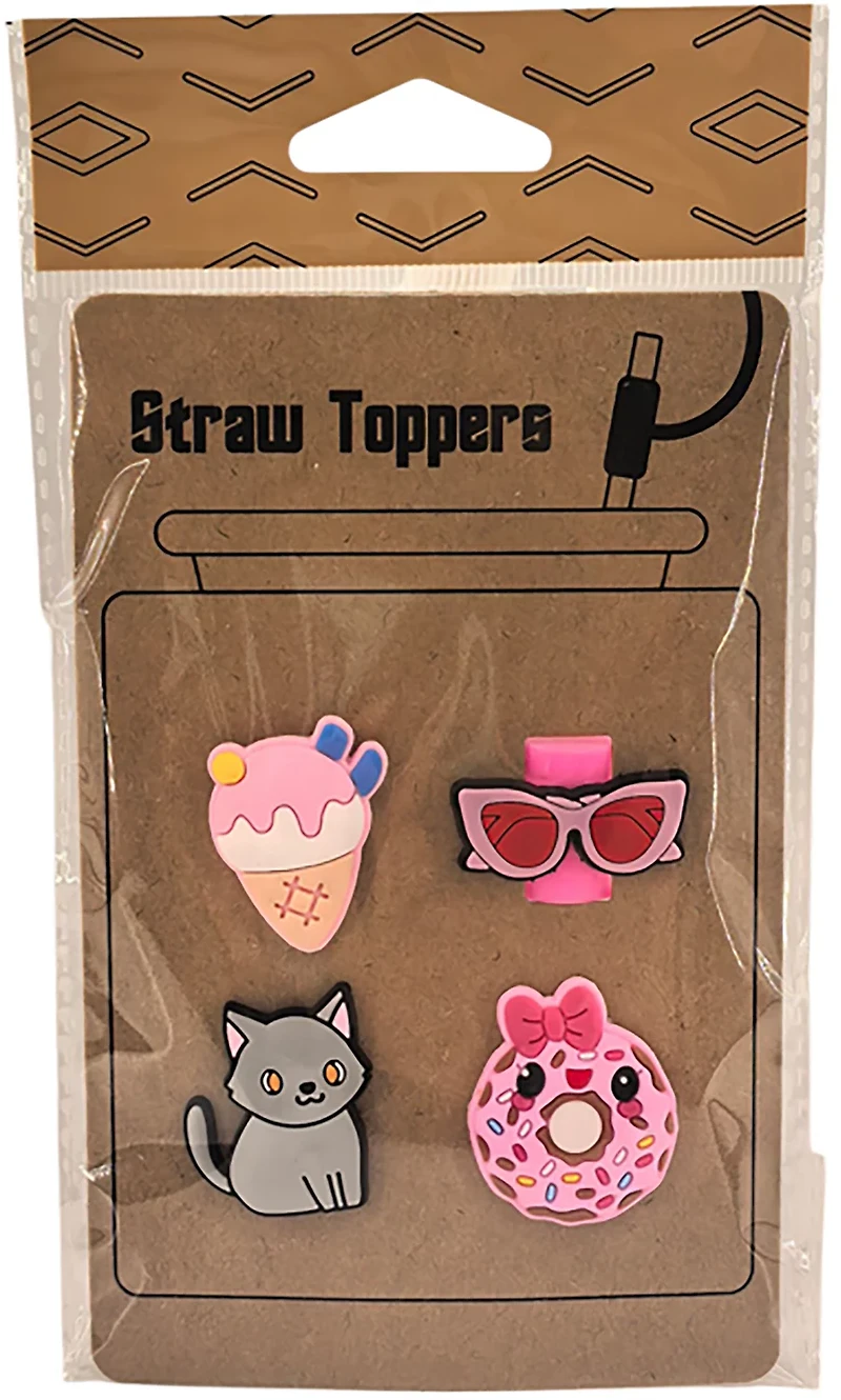 Lookout Product Group Silicone Spring Pink Straw Toppers 4-Pack