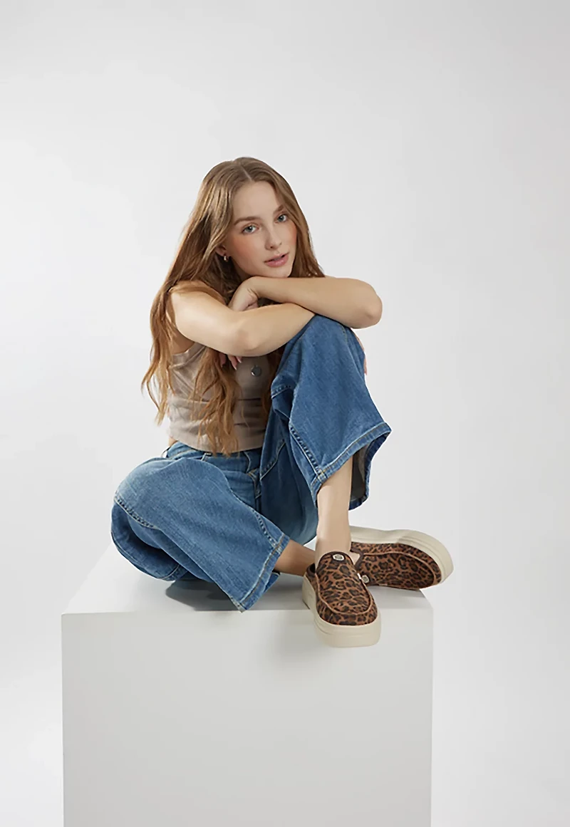 HEYDUDE Women's Wendy Austin Brown Leopard Lift Shoes