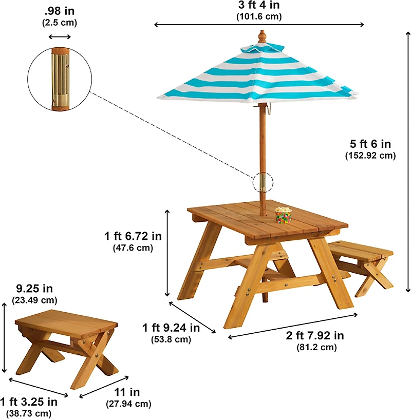 KidKraft Outdoor Table with Benches & Umbrella