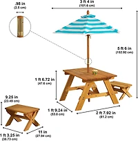 KidKraft Outdoor Table with Benches & Umbrella