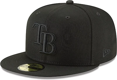New Era Men's Tampa Bay Rays Black on Black Fitted 59FIFTY Cap