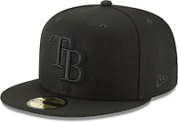 New Era Men's Tampa Bay Rays Black on Black Fitted 59FIFTY Cap