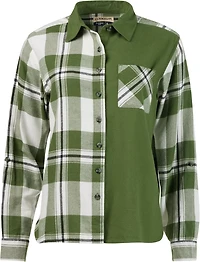 Magellan Outdoors Women's Willow Creek Mixed Media Plaid Long Sleeve Blouse
