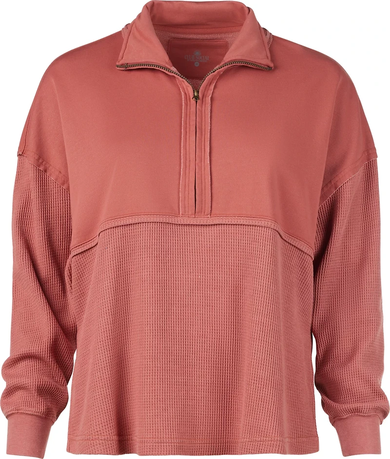 Jadelynn Brooke Women's Ready Or Not Waffle 1/4-Zip Pullover Sweatshirt