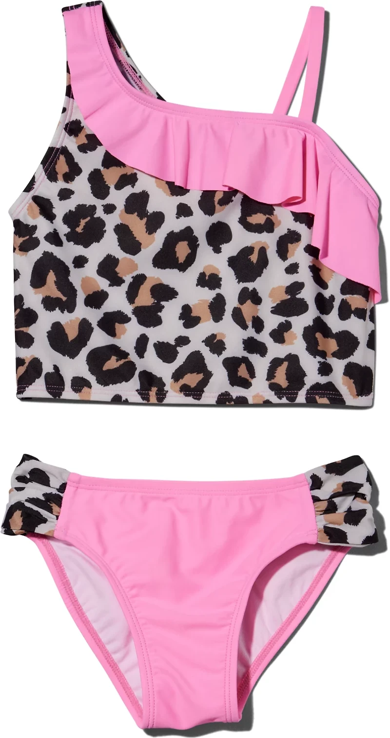 O'Rageous Girls' 4-6X Spotty Leopard 2-Piece Ruffle Midkini Set