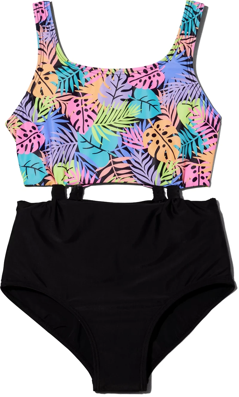 O'Rageous Girls' Wild Palms 1-Piece Swimsuit