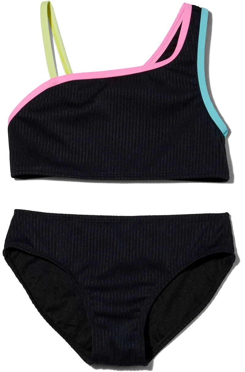 O'Rageous Girls' Solid Rib 2-Piece Swim Set