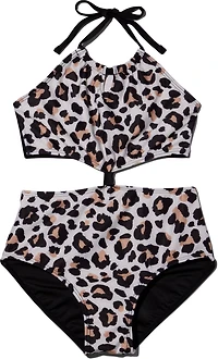 O'Rageous Girls' Spotty Leopard Keyhole One-Piece Swimsuit