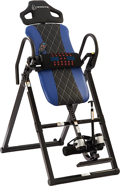 Medisonic Inversion Table w/ Adj Headrest & Removable Horizontal Heat & Massage Lumbar Pad