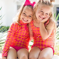 RuffleButts Girls' Gingham Tie Shoulder One-Piece Swimsuit