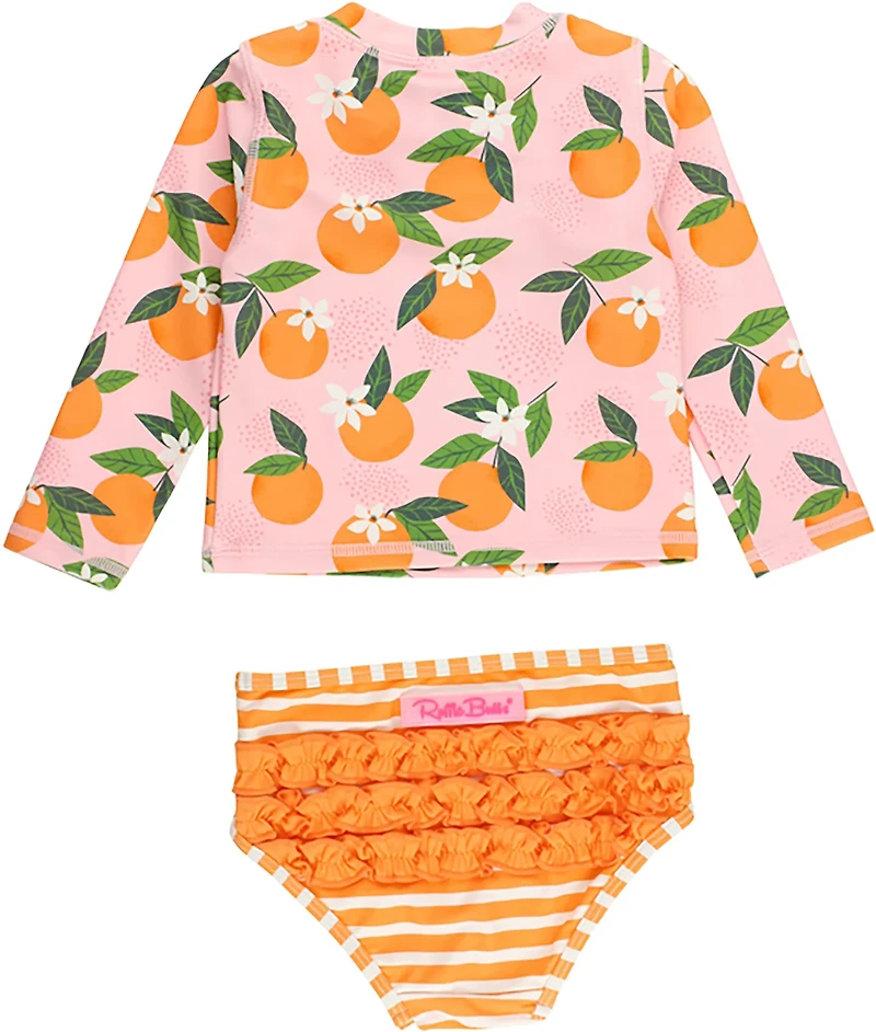 RuffleButts Girls' Long Sleeve Zipper Rash Guard Set