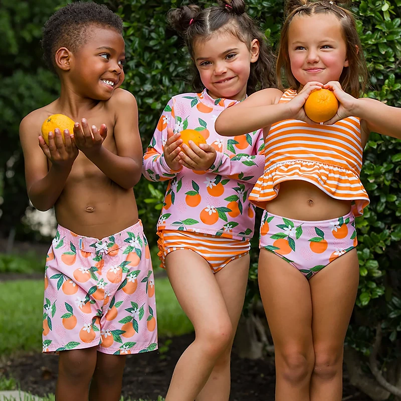 RuffleButts Girls' Long Sleeve Zipper Rash Guard Set