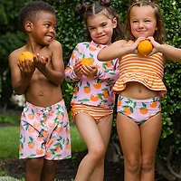 RuffleButts Girls' Long Sleeve Zipper Rash Guard Set