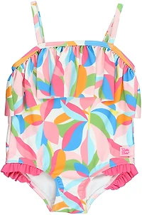 RuffleButts Girls' Tropical Ruffle One-Piece Swimsuit