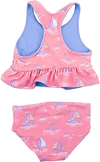 RuffleButts Girls' 4-7 Pink Seas the Day Reversible Peplum Tankini