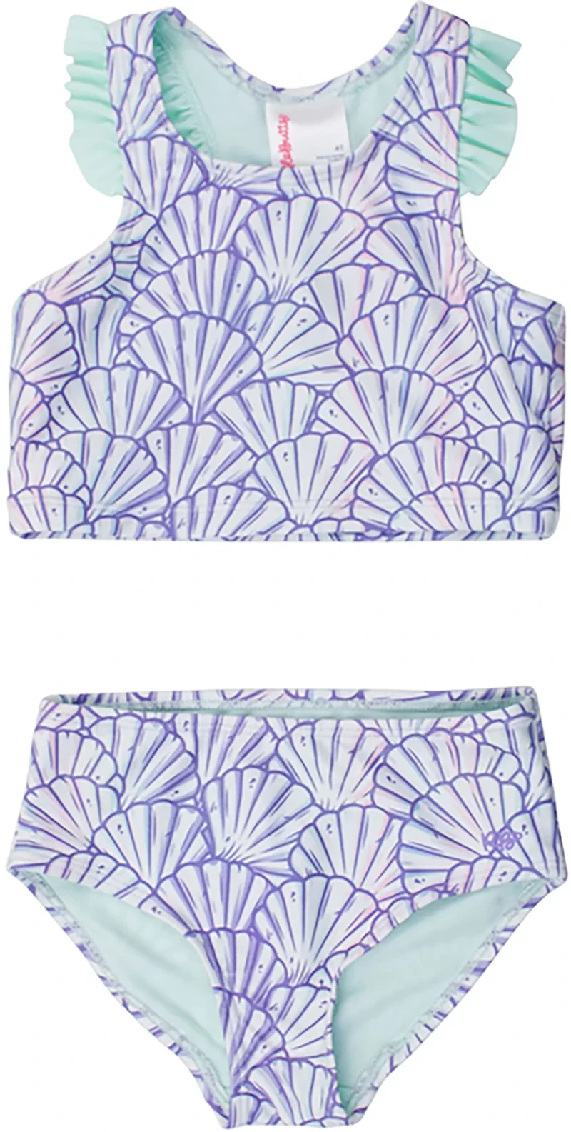 RuffleButts Girls' 4-7 Magical Mermaid Racerback Flutter Tankini