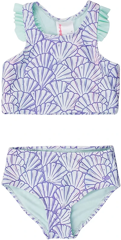 RuffleButts Girls' 4-7 Magical Mermaid Racerback Flutter Tankini