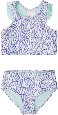 RuffleButts Girls' 4-7 Magical Mermaid Racerback Flutter Tankini