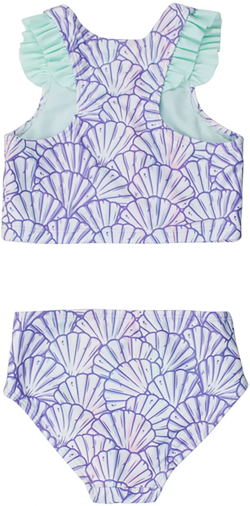 RuffleButts Girls' 4-7 Magical Mermaid Racerback Flutter Tankini