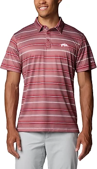 Columbia Arkansas Razorbacks PFG Super Terminal Tackle Omni-Shade Stripe Polo