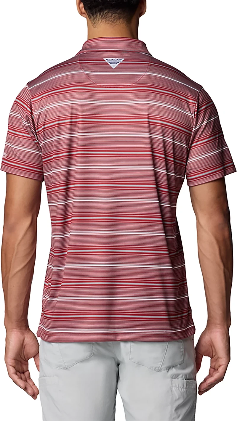 Columbia Arkansas Razorbacks PFG Super Terminal Tackle Omni-Shade Stripe Polo
