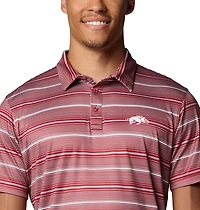 Columbia Arkansas Razorbacks PFG Super Terminal Tackle Omni-Shade Stripe Polo