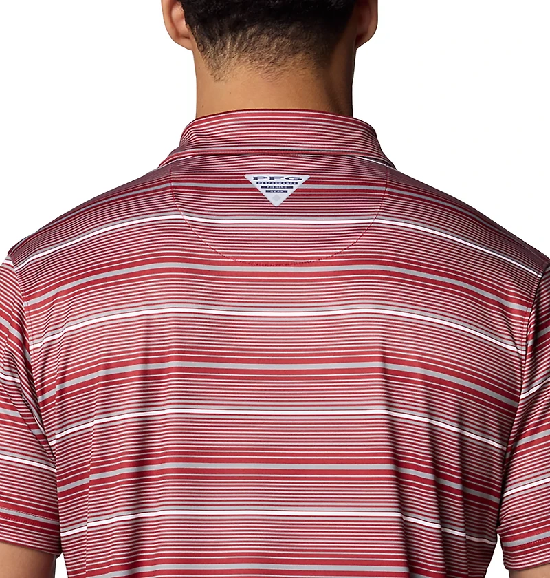 Columbia Arkansas Razorbacks PFG Super Terminal Tackle Omni-Shade Stripe Polo