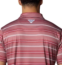 Columbia Arkansas Razorbacks PFG Super Terminal Tackle Omni-Shade Stripe Polo
