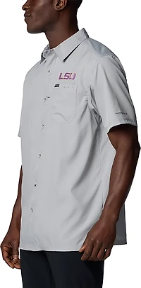 Columbia LSU Tigers PFG Slack Tide Omni-Shade Button-Up Camp Shirt