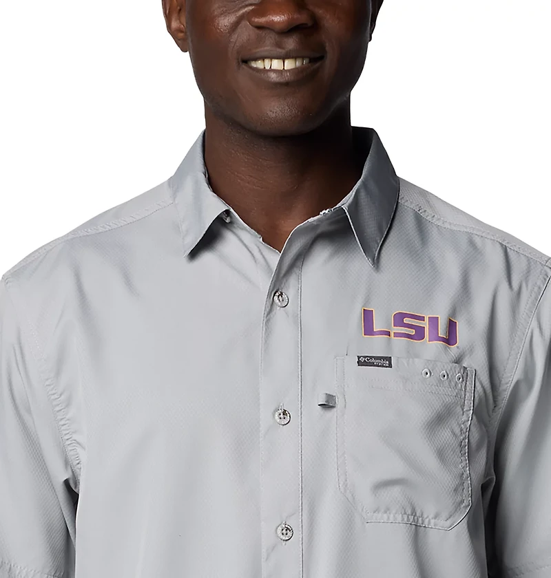 Columbia LSU Tigers PFG Slack Tide Omni-Shade Button-Up Camp Shirt
