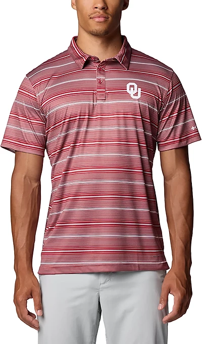 Columbia Oklahoma Sooners PFG Super Terminal Tackle Omni-Shade Stripe Polo