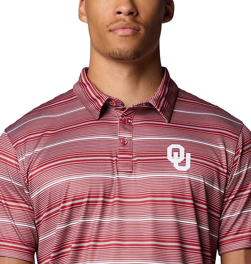 Columbia Oklahoma Sooners PFG Super Terminal Tackle Omni-Shade Stripe Polo