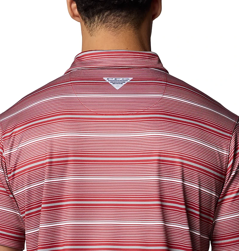 Columbia Oklahoma Sooners PFG Super Terminal Tackle Omni-Shade Stripe Polo