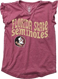 Wes and Willy Girls' Florida State University Retro Hippy Ruffle Sleeve T-shirt