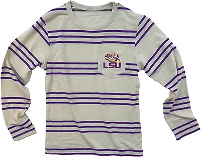 Wes and Willy Boys' Louisiana State University Stripe Long Sleeve T-shirt