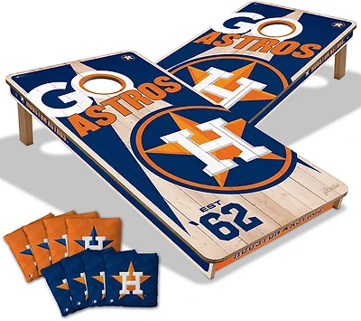 YouTheFan Houston Astros 2 ft x 4 ft Solid Wood Cornhole Set