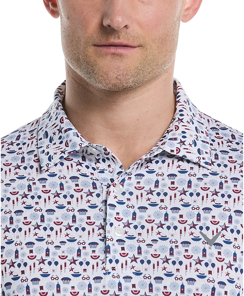 Callaway Golf Men's Americana Print Short Sleeve Polo Shirt
