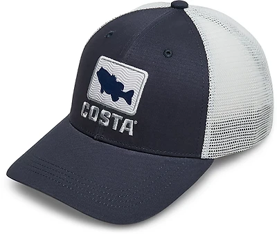 Costa Del Mar Men's Short Sleeve Bass Waves Trucker Cap