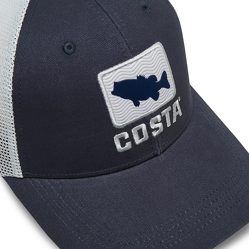 Costa Del Mar Men's Short Sleeve Bass Waves Trucker Cap