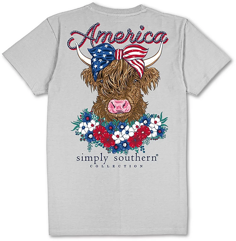 Simply Southern Girls' American Cow Short Sleeve T-shirt