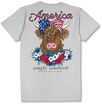 Simply Southern Girls' American Cow Short Sleeve T-shirt