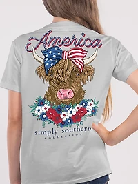 Simply Southern Girls' American Cow Short Sleeve T-shirt