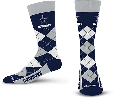 For Bare Feet Adults' Dallas Cowboys Argyle Remix Trouser Socks