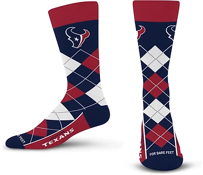 For Bare Feet Adults' Houston Texans Argyle Remix Trouser Sock