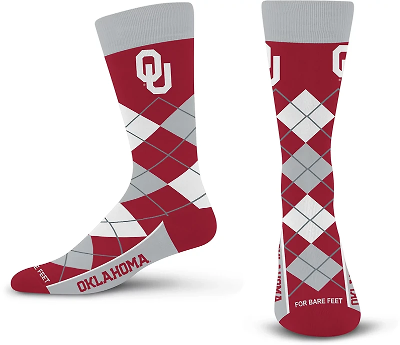 For Bare Feet Adults' Oklahoma Sooners Argyle Remix Trouser Socks