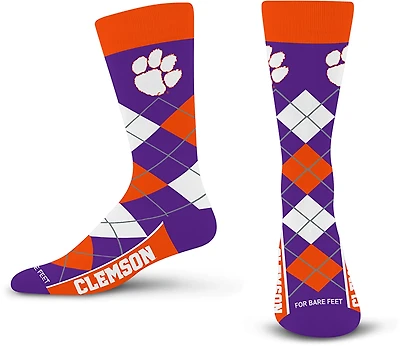 For Bare Feet Clemson Tigers Adults' Argyle Remix Trouser Socks