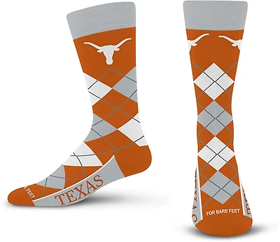 For Bare Feet Adults' Texas Longhorns Argyle Remix Trouser Socks