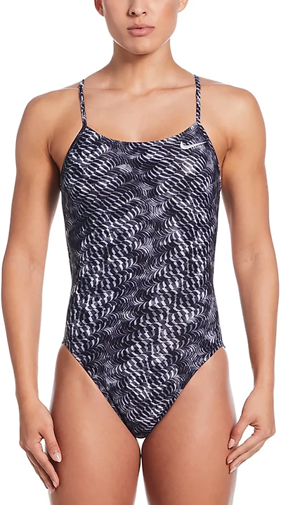 Nike Women's Swim Hydrastrong Pool Lanes Cutout Swimsuit