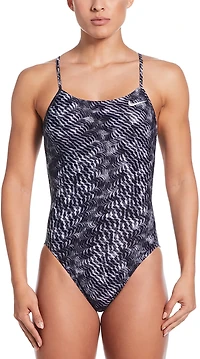 Nike Women's Swim Hydrastrong Pool Lanes Cutout Swimsuit